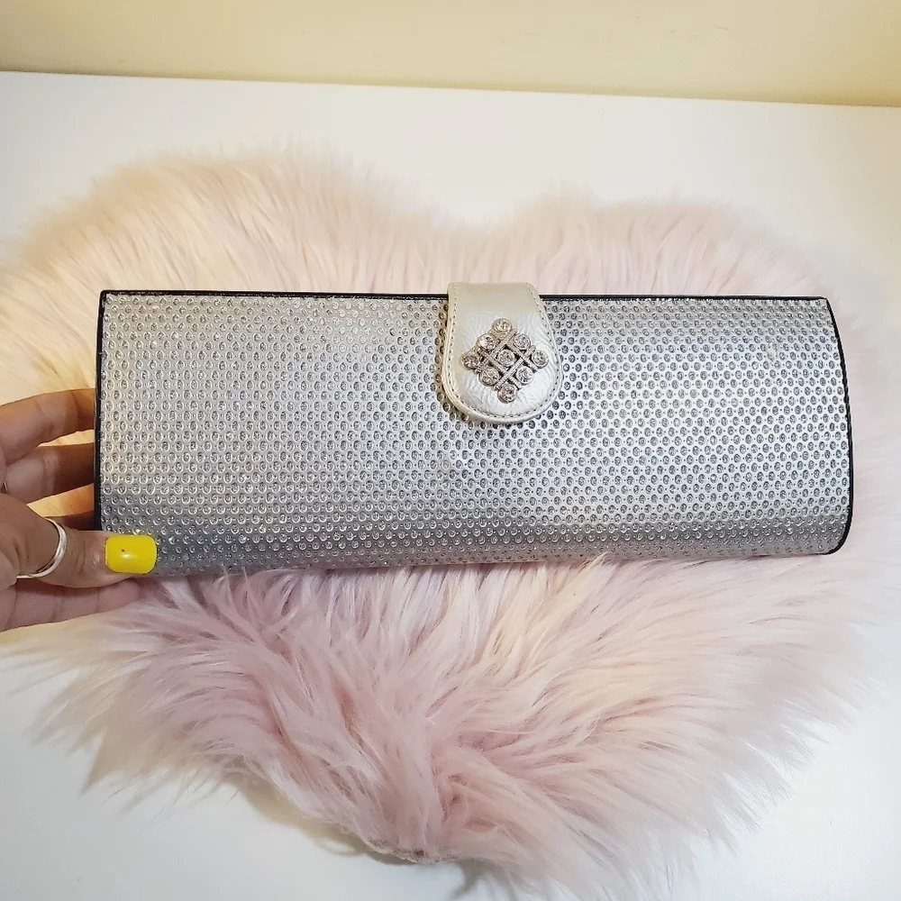 Silver Glitter Formal satchel Clutch Evening bag